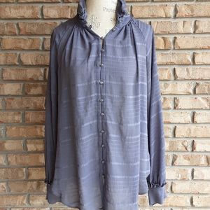 Anthropologie Feather Bone Long Sleeve Button Front Blouse.